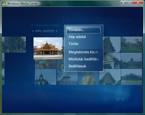 Windows Media Center - FotoMarket képrendelő indítása